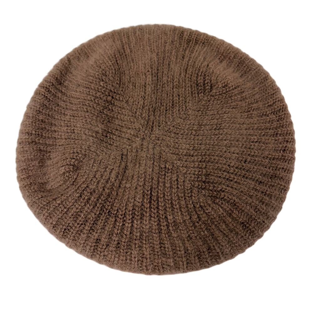 Knitted Beret Brown Mohair Blend Vintage Aris Made in USA